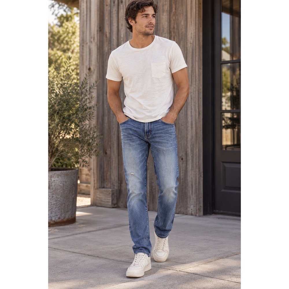 American Eagle Jeans Mens 29x27 Blue Slim Straight Extreme Flex Distressed